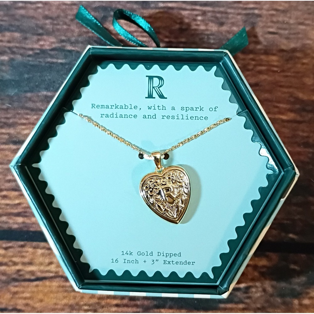 A New Day‎ 14k Gold Dipped Initial R Heart Pendant Necklace 16-19" Adjustable